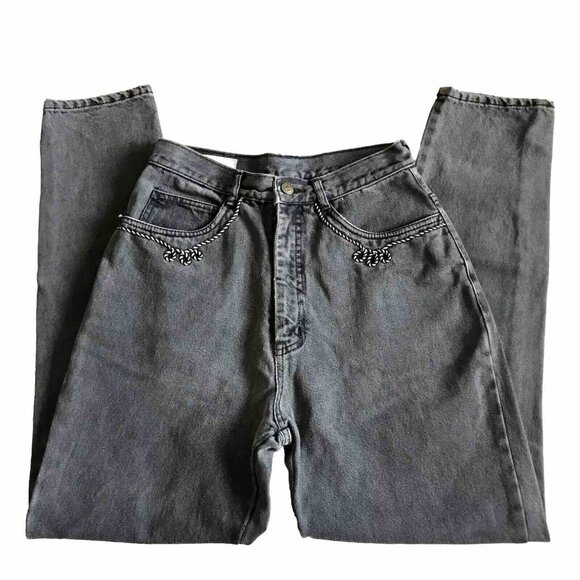 Vintage Rio By Stephen Mardon 90s Western‎ High Waisted Black Rope Jeans Size 9 - Picture 1 of 9